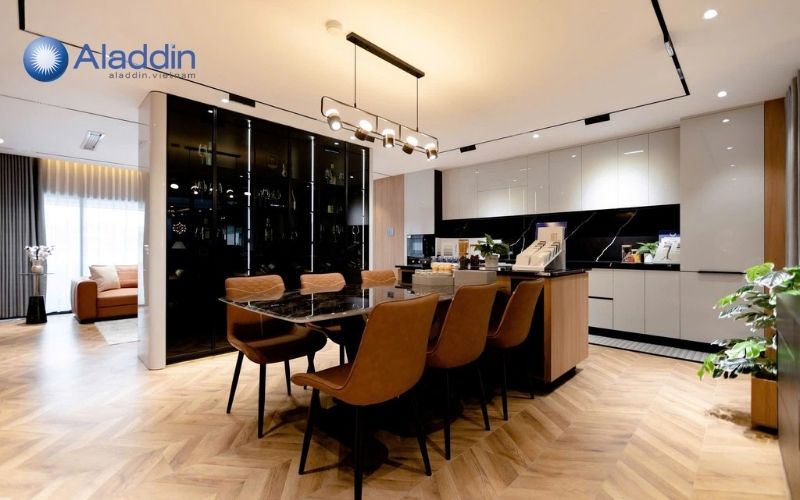 Gian bếp màu nâu cho người mệnh thổ