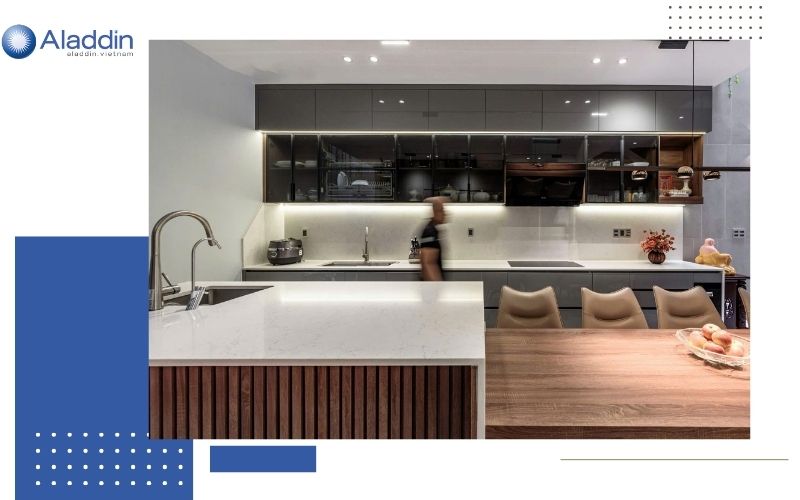 Tủ bếp inox cánh kính